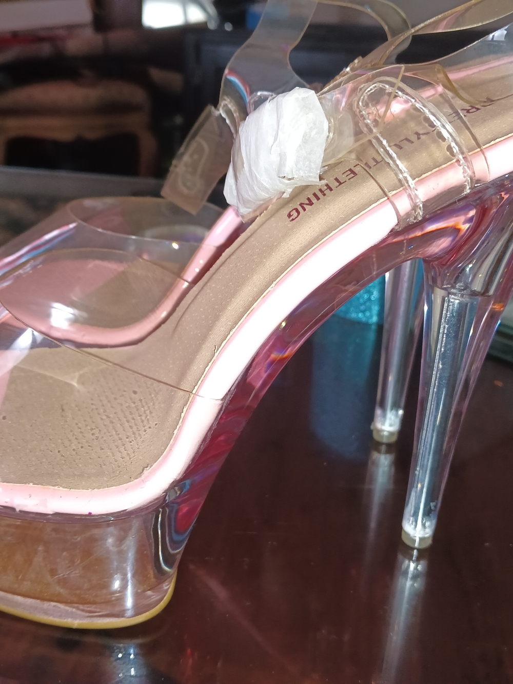 PrettyLittleThing Clear Platform Heels with Pink Trim